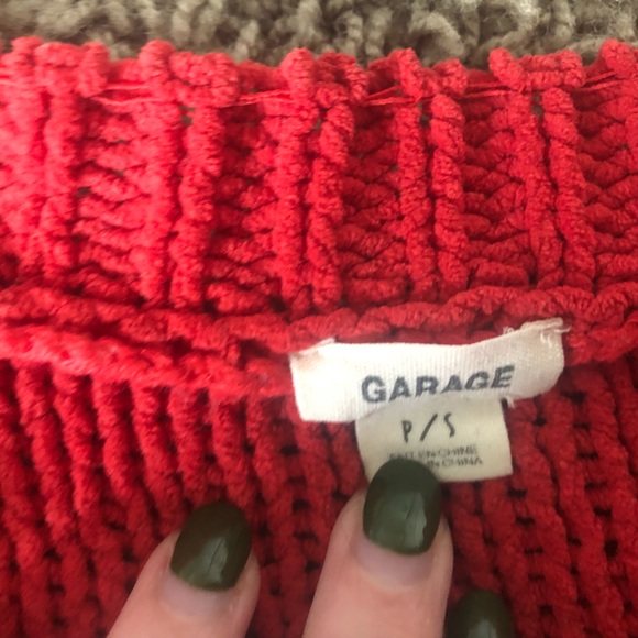 garage red cable knit chenille sweater - Picture 3 of 3